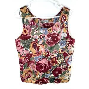 Vintage Gracie Bishop Top Floral Sleeveless Blouse Medium Cottagecore Grandma